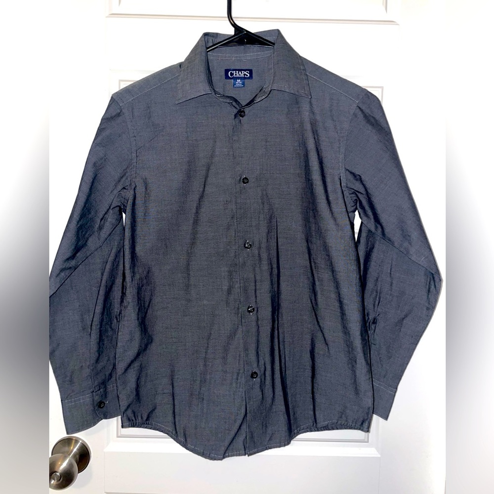 Boys Dark Gray Sz Medium 10-12 Chaps Button Down‎
